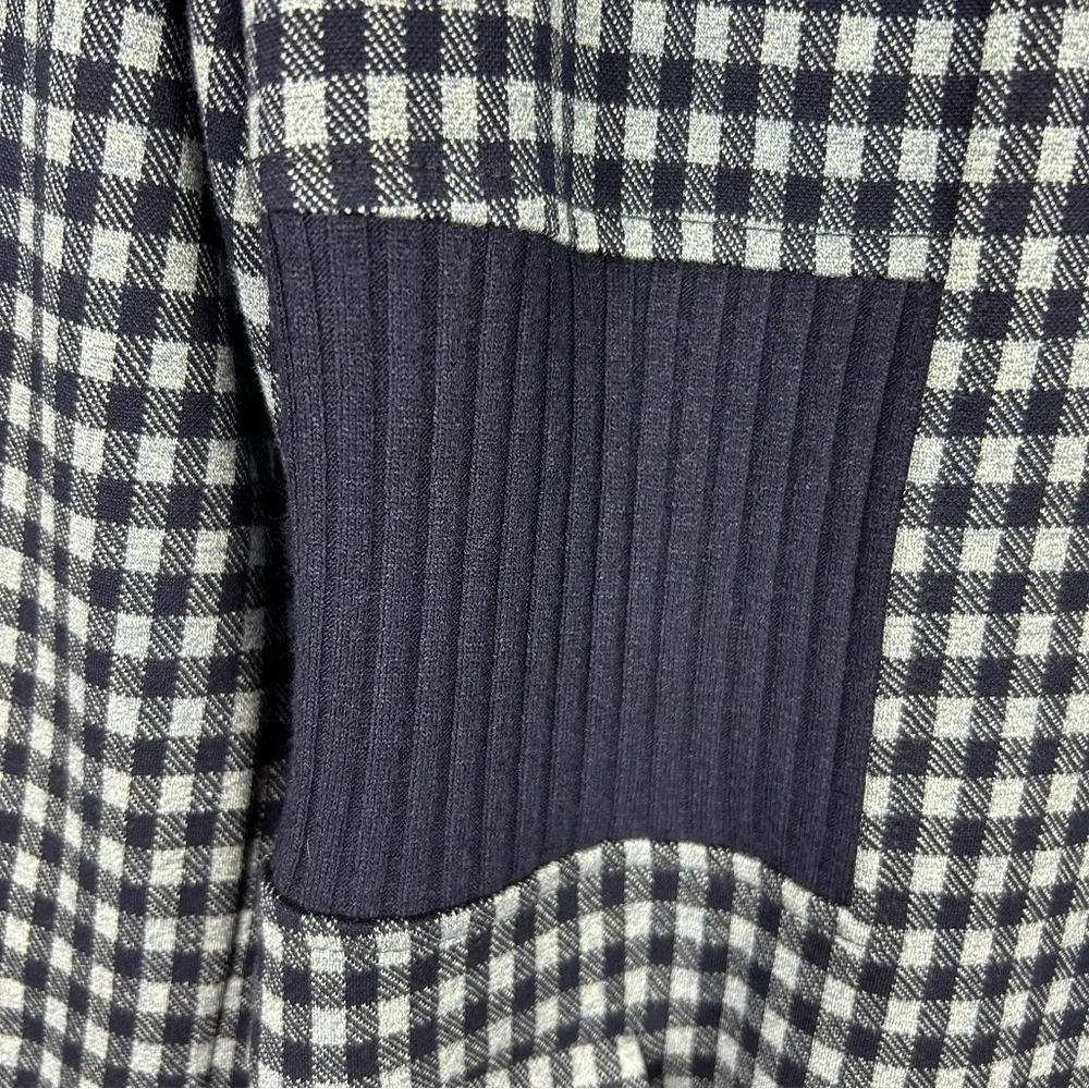 Cabi Checkup Gingham Longline Gold Button Blazer Jacket Medium Navy - Picture 10 of 14